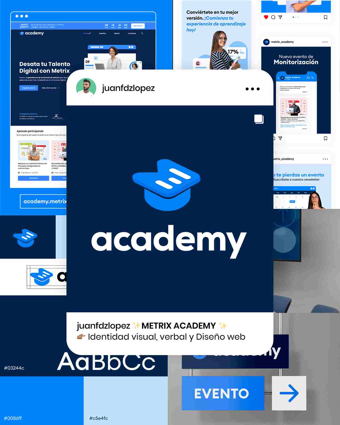 Identidad visual, verbal y diseño web para metrix academy